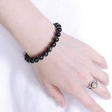 Men's Women Black Obsidian Adjustable Braided Bracelet DiyNotion Handmade BR819