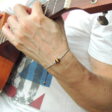 Men's Women Brown Tiger Eye Adjustable Braided Bracelet 925 Sterling Silver Handmade BeadsDiyNotion BR821