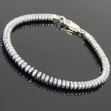 Men Women Bracelet with 2x4mm Hematite Rondelle Beads & 925 Sterling Silver Clasp DiyNotion Handmade BR721