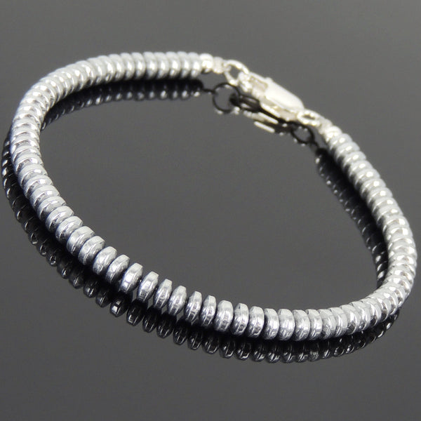 Men Women Bracelet with 2x4mm Hematite Rondelle Beads & 925 Sterling Silver Clasp DiyNotion Handmade BR721