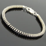Men's Women Hematite 925 Sterling Silver Bracelet 2x4mm Rondelle Beads Gemstone DiyNotion Handmade BR722