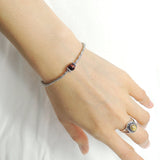 Men's Women Red Tiger Eye Adjustable Braided Bracelet 925 Sterling Silver Handmade BeadsDiyNotion BR829