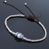 Men's Women Labradorite Adjustable Braided Bracelet 925 Sterling Silver Handmade Beads DiyNotion BR834