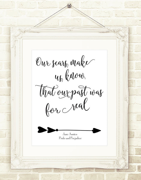 Jane Austen Pride and Prejudice Quote, Our Scars Make Us Know Printable Wall Art  INSTANT DOWNLOAD Wall art, Jane Austin Quote Book Quote,