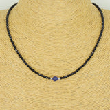 Men's Women Bright Black Onyx Lapis Sterling Silver Necklace Gemstone Beads Clasp DiyNotion Handmade NK116