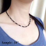 Men's Women Bright Black Onyx Labradorite Sterling Silver Necklace Gemstone Beads Clasp DiyNoion Handmade NK118