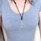 Handmade 925 Sterling Silver Spider On the Cross Pendant Adjustable Necklace Men Women DiyNotion NK120