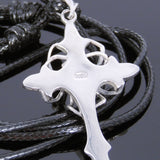 Handmade 925 Sterling Silver Spider On the Cross Pendant Adjustable Necklace Men Women DiyNotion NK120