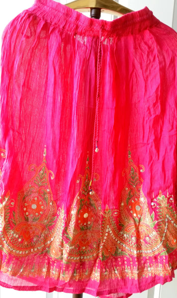 Girls (Mini) Pink Ethnic Sequin Bell skirt (Shipped from Canada)