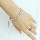 Men's Women White Howlite Adjustable Braided Bracelet 925 Sterling Silver Spacers DiyNotion BR855