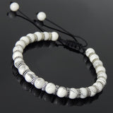 Men's Women White Howlite Adjustable Braided Bracelet 925 Sterling Silver Spacers DiyNotion BR855