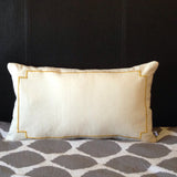 Ivory Trim Pillows, Lumbar Bedroom Pillows, Gold Border Throw Pillows, 12x20 Small Pillows, Gold Home Decor