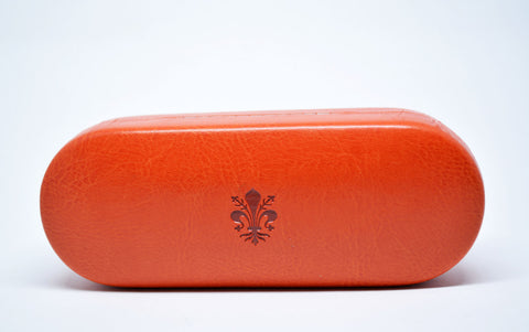 Glasses Case Hard Eyeglasses Case Leather Sunglass Case Italian Orange Leather Glasses Case Gift For Him Gift For Her Made in Italy