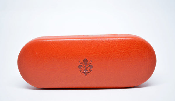 Glasses Case Hard Eyeglasses Case Slim Leather Sunglass Case Italian Orange Leather Glasses Case Gift For Him Gift For Her Made in Italy