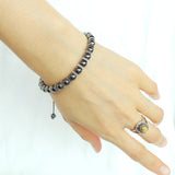 Men's Women Hematite Adjustable Braided Bracelet 925 Sterling Silver Spacers DiyNotion BR856