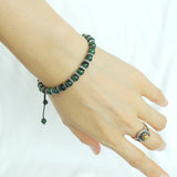 Men's Women Malachite Adjustable Braided Bracelet 925 Sterling Silver Spacers DiyNotion BR857