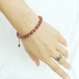 Men's Women Red Jasper Stone Adjustable Braided Bracelet 925 Sterling Silver Spacers DiyNotion BR859