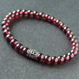 Men's Women Garnet 925 Sterling Silver Bracelet AAA Gemstone OM Bead DiyNotion Handmade BR780