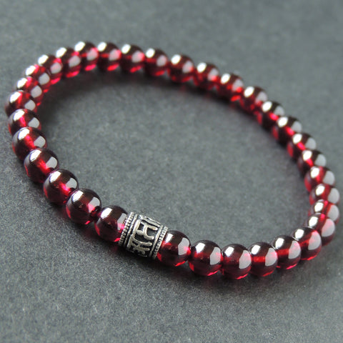 Men's Women Garnet 925 Sterling Silver Bracelet AAA Gemstone OM Bead DiyNotion Handmade BR780