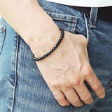 Men's Women Matte Black Onyx 925 Sterling Silver Bracelet Bead Clasp Gemstone DiyNotion Handmade BR723