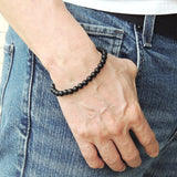 Men's Women Matte Black Onyx 925 Sterling Silver Bracelet Bead Clasp Gemstone DiyNotion Handmade BR725