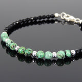 Men's Women Black Onyx African Green Turquoise 925 Sterling Silver Bracelet Gemstone DiyNotion Handmade BR726