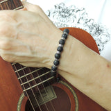 Men's Women Lava Rock Adjustable Braided Bracelet 925 Sterling Silver OM Spacers DiyNotion BR860