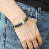 Men's Women Lava Rock Sterling Silver Warrior Mask Bracelet DiyNotion Handmade BR727