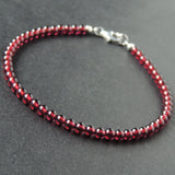 Men's Women Garnet Sterling Silver Bracelet Natural AAAA Gemstone DiyNotion Handmade BR710