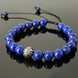 Men's Women Lapis Lazuli Adjustable Braided Bracelet 925 Sterling Silver Cross Bead DiyNotion BR862
