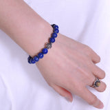 Men's Women Lapis Lazuli Adjustable Braided Bracelet 925 Sterling Silver Cross Bead DiyNotion BR862