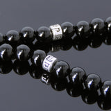 Men's Women Black Onyx Brown Tiger Eye Sterling Silver Necklace Gemstone Beads Clasp DiyNoion Handmade NK133