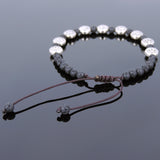 Men's Women Lava Rock Adjustable Braided Bracelet Tibetan Silver Lotus Beads DiyNotion T240