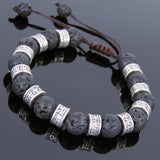 Men's Women Lava Rock Adjustable Braided Bracelet Tibetan Silver Buddhism Spacers DiyNotion T241