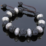 Men's Women Lava Rock Adjustable Braided Bracelet Tibetan Silver Protection Spacers DiyNotion T242