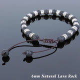 Men's Women Lava Rock Adjustable Braided Bracelet Tibetan Silver OM Buddhism Spacers DiyNotion T243
