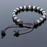 Men's Women Lava Rock Adjustable Braided Bracelet Tibetan Silver OM Buddhism Spacers DiyNotion T243