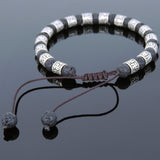 Men's Women Lava Rock Adjustable Braided Bracelet Tibetan Silver OM Buddhism Spacers DiyNotion T244