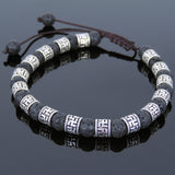 Men's Women Lava Rock Adjustable Braided Bracelet Tibetan Silver OM Buddhism Spacers DiyNotion T244