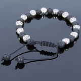 Men's Women Lava Rock Adjustable Braided Bracelet Tibetan Silver Taiji Beads DiyNotion T246