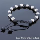 Men's Women Lava Rock Adjustable Braided Bracelet Tibetan Silver Taiji Beads DiyNotion T246
