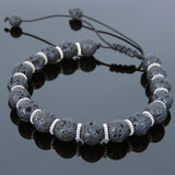 Men's Women Lava Rock Adjustable Braided Bracelet Tibetan Silver Spacers DiyNotion T249