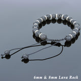 Men's Women Lava Rock Adjustable Braided Bracelet Tibetan Silver Spacers DiyNotion T249