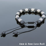 Men's Women Lava Rock Adjustable Braided Bracelet Tibetan Silver OM Buddhism Beads DiyNotion T250