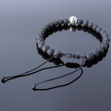 Men's Women Lava Rock Adjustable Braided Bracelet Tibetan Silver Bead DiyNotion T253