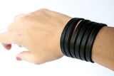 Leather Bracelet/Original Sliced Cuff/Black Night