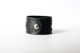Leather Bracelet/Original Sliced Cuff/Black Night