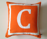 30% OFF Orange White Decorative Pillow Covers, Letter Pillows, 18 x18,Orange Monogram Decor, Personalized Sofa Pillows, 45cmx45Cm Pillows