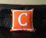 30% OFF Orange White Decorative Pillow Covers, Letter Pillows, 18 x18,Orange Monogram Decor, Personalized Sofa Pillows, 45cmx45Cm Pillows