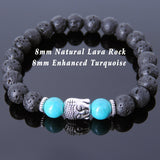 Men's Women Lava Rock Turquoise Tibetan Silver Bracelet Sakyamuni Buddha Yoga Mala DiyNotion Handmade T153